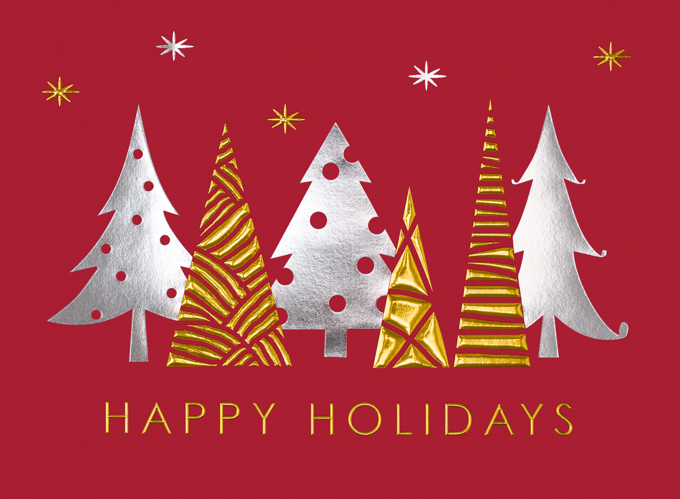 Enchanted Foil Tress Holiday Card H1520G-4A
